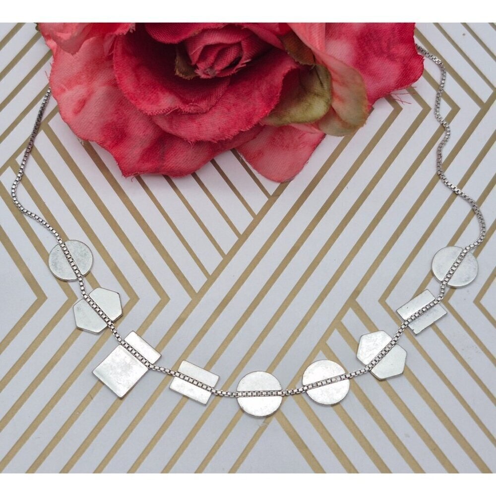 Silver Tone Slide Adjustable Box Chain Art Deco Shape Pendants Charms